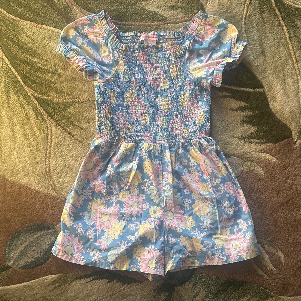 Tommy Bahama Kids Floral Blue and Pink Romper